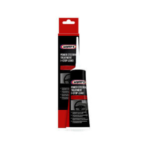 A box of power steering stop leak and its tube